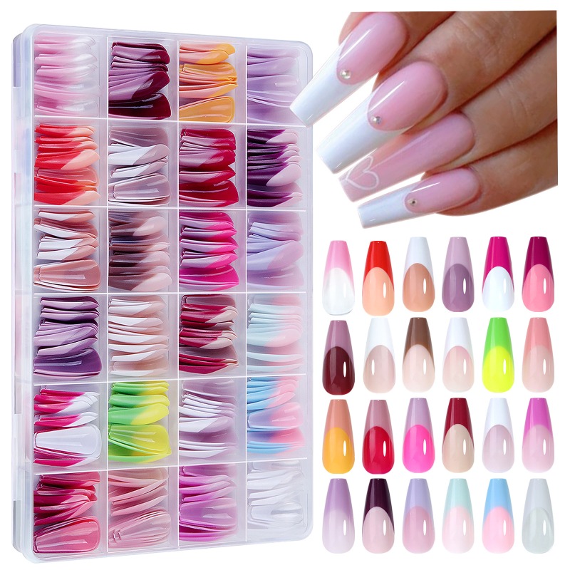 Nail Art Oval - 288pcs/Box Colorful Fake Nails Black Red