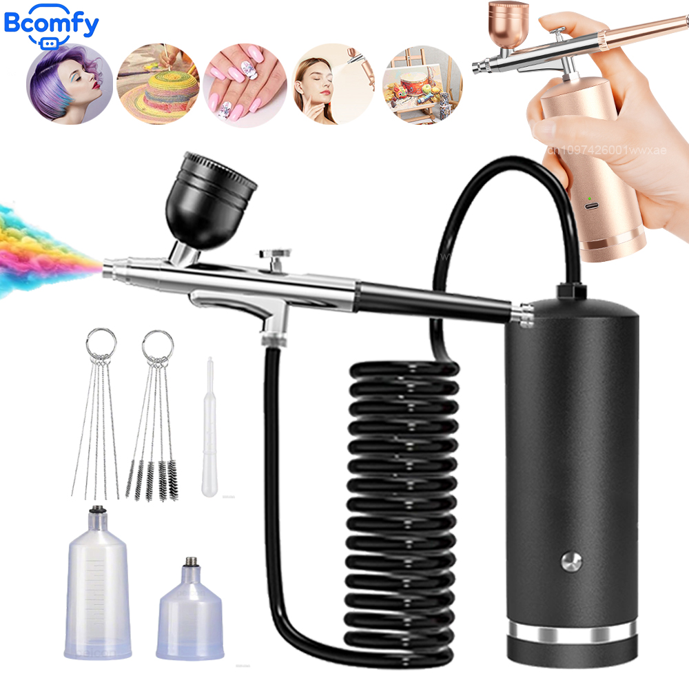 Nail Art Kaki - Airbrush with Compressor Rechargeable Air Brush