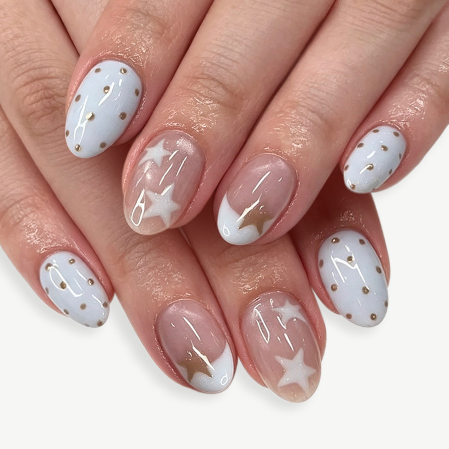 Nail Art Oval - 24Pcs Pentagram Press on Fake Nails