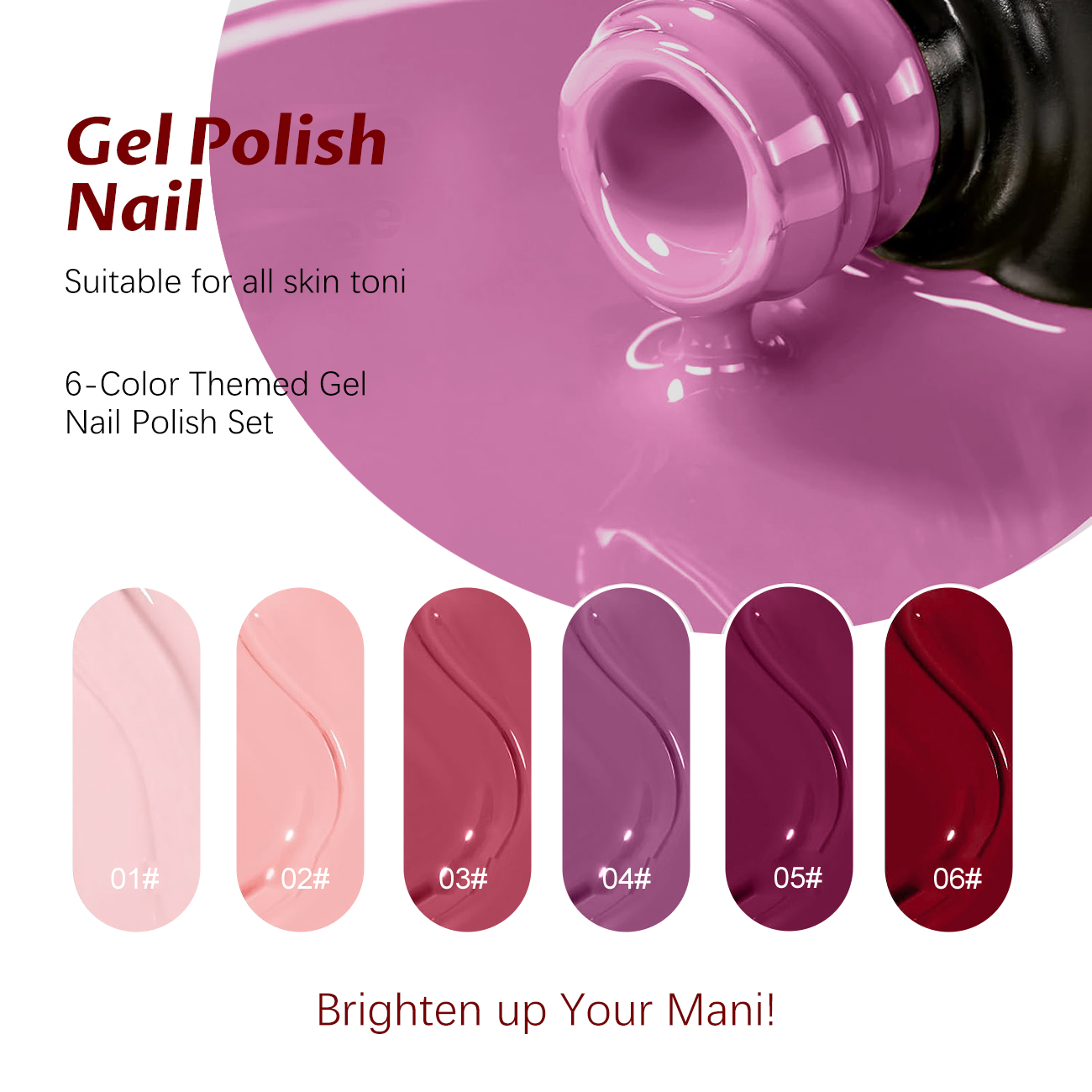 6Pcs Fruity Berry Pink Purple  - Nail Art Violet recension och pris