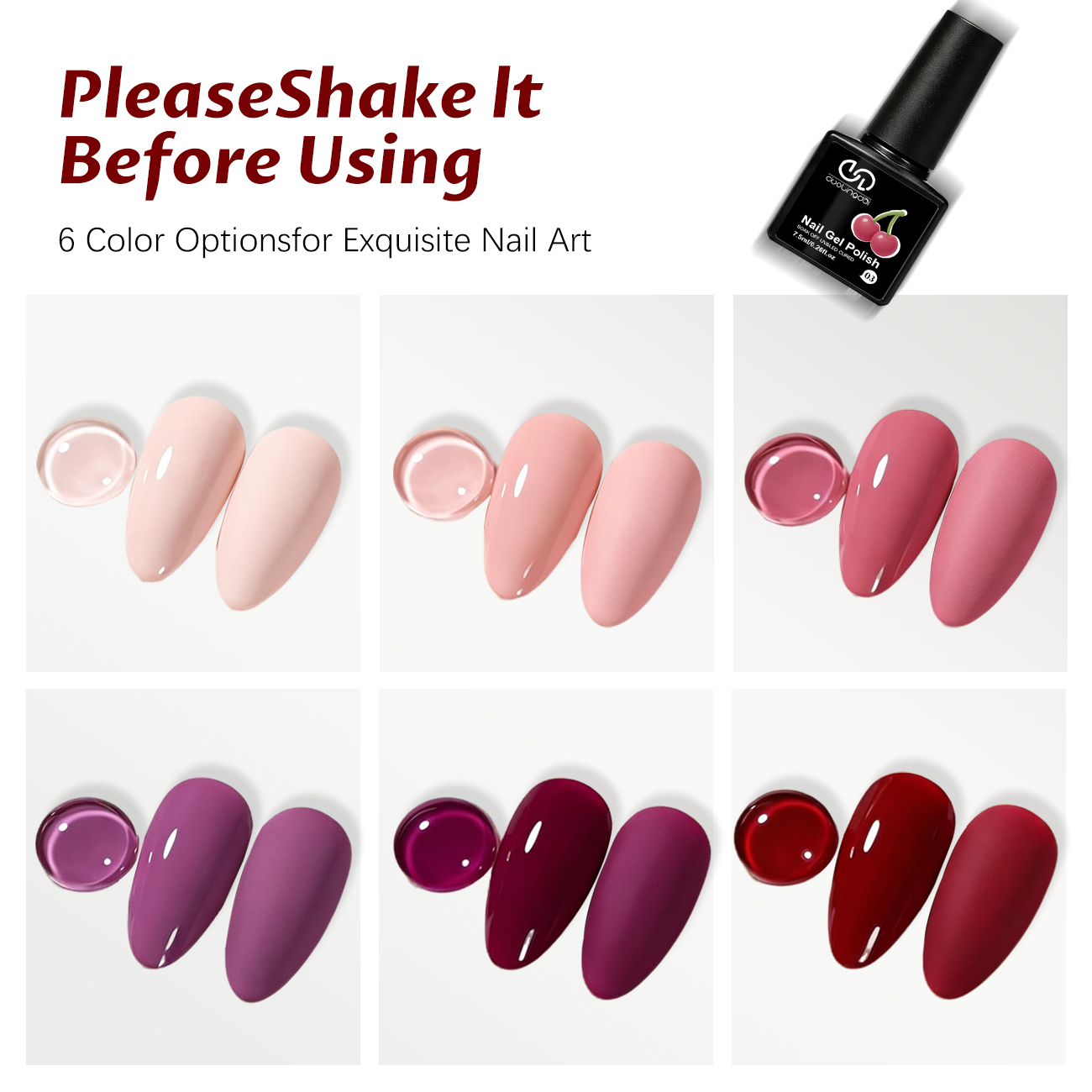 6Pcs Fruity Berry Pink Purple  - Nail Art Violet recension och pris
