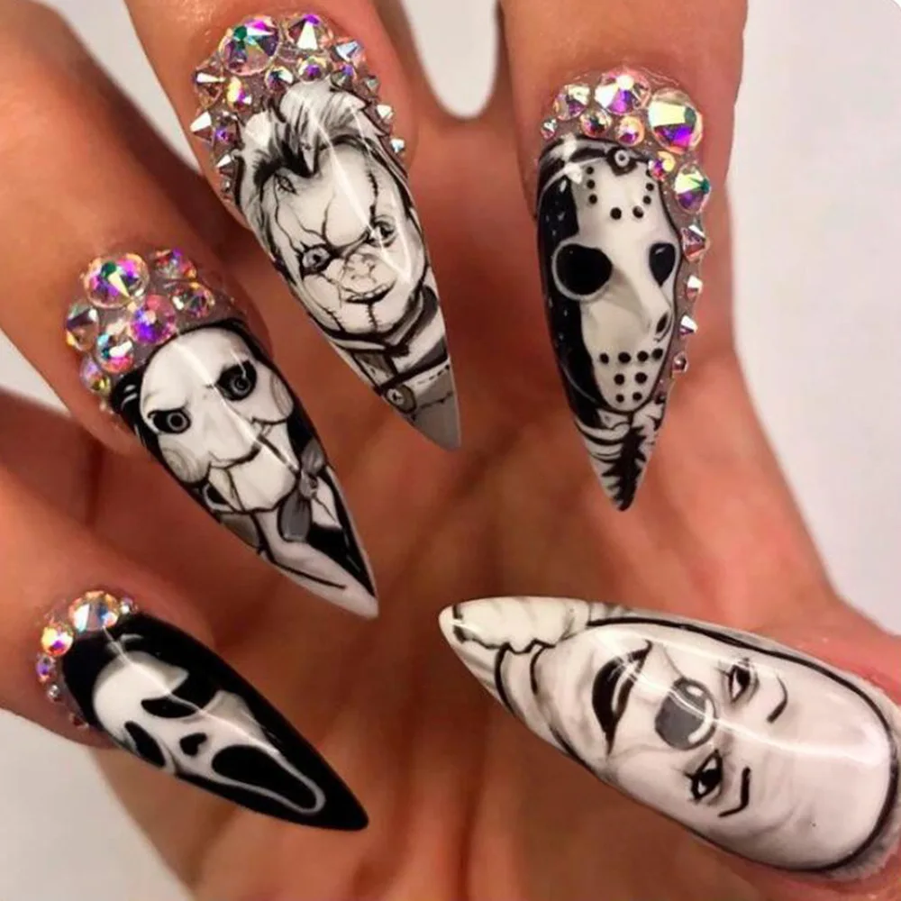 24Pcs Glossy Long Almond Hallo - Nail Art Vampire recension och pris