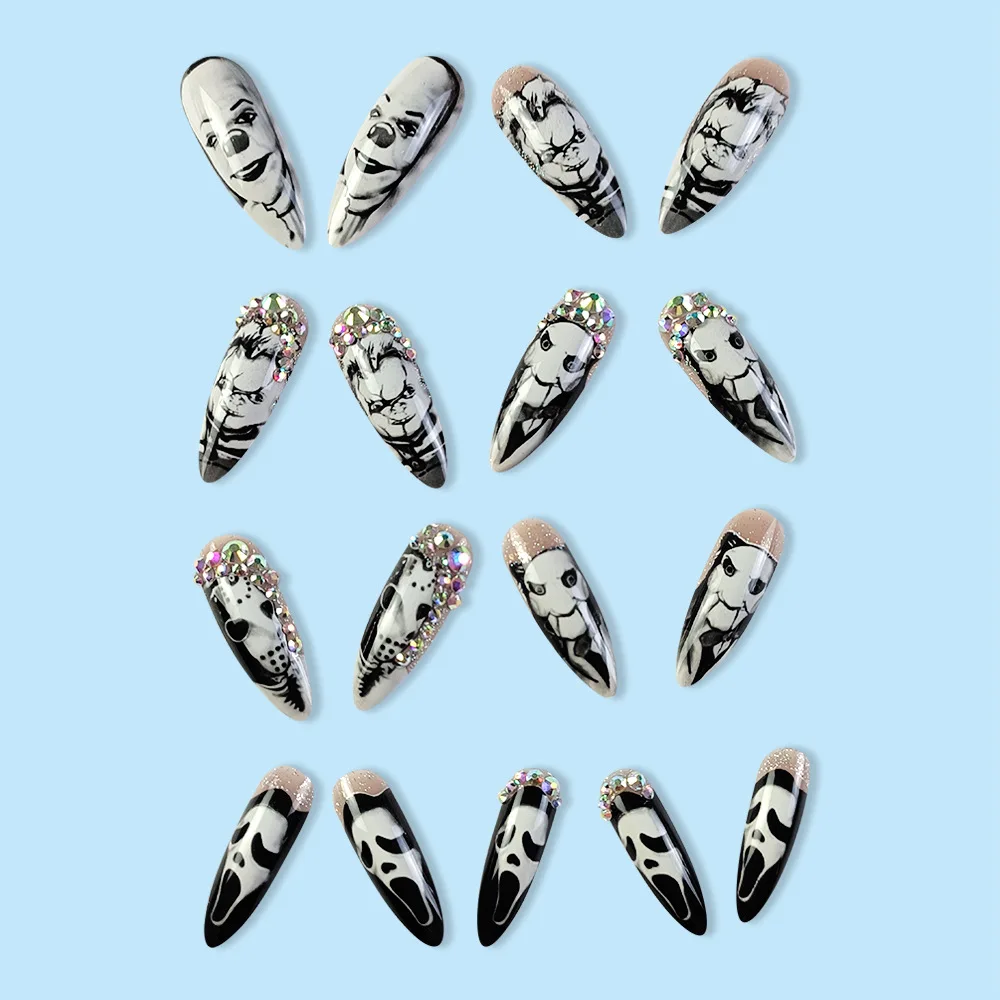 24Pcs Glossy Long Almond Hallo - Nail Art Vampire recension och pris