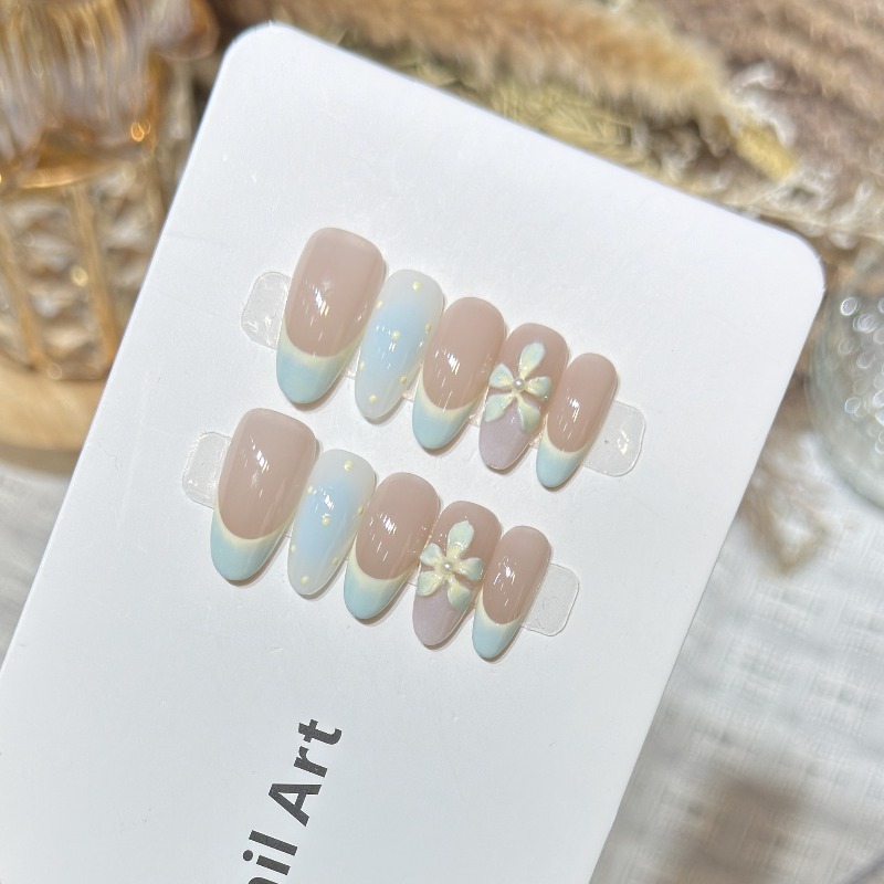 10PCS Simple Blue French Press - Nail Art Oval recension och pris