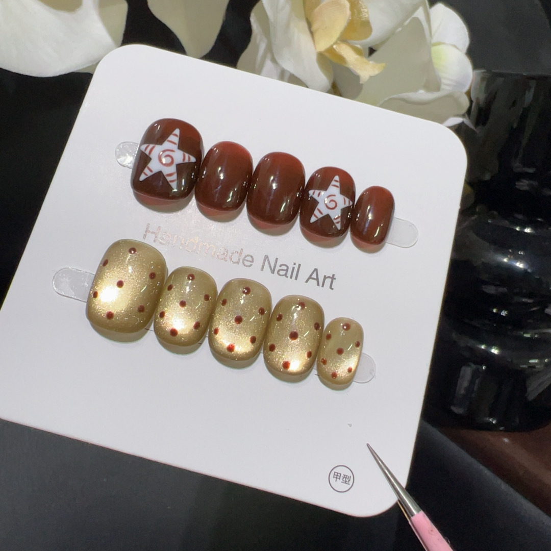 10pcsHandmade Short Press On N - Nail Art Full Cat Eye recension och pris