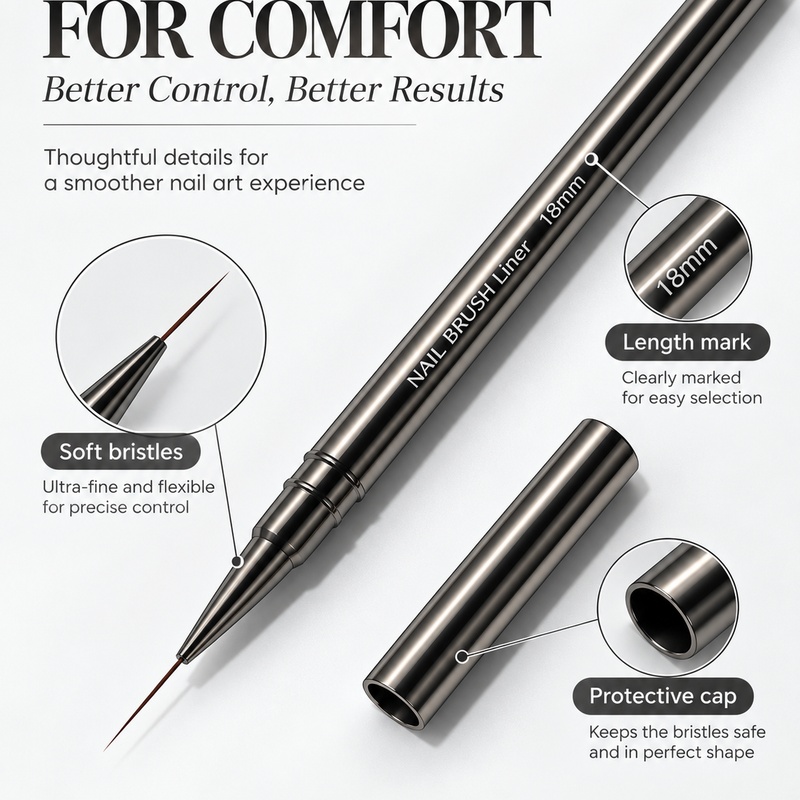 Ultra‑Fine Nail Liner Brush 6‑ - Nail Art Kaki recension och pris