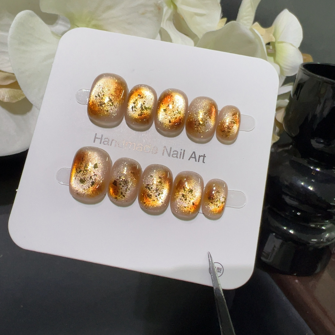 10pcs Handmade Short Press On  - Nail Art Full Cat Eye recension och pris