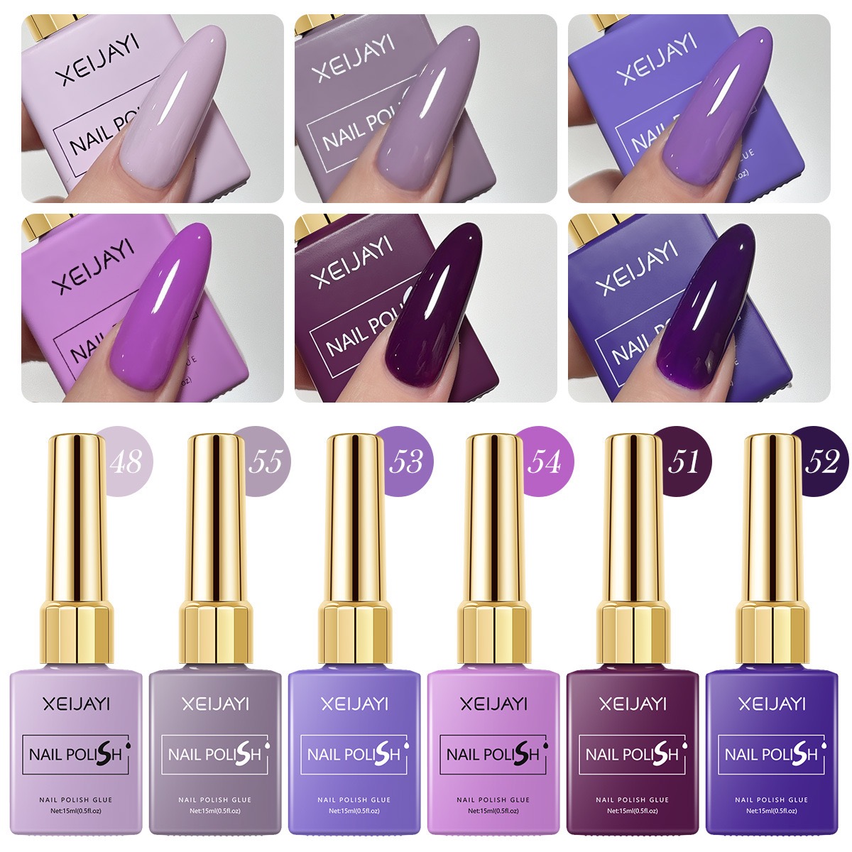 6PCS/SET 15ml Gel Nail Polish  - Nail Art Violet recension och pris