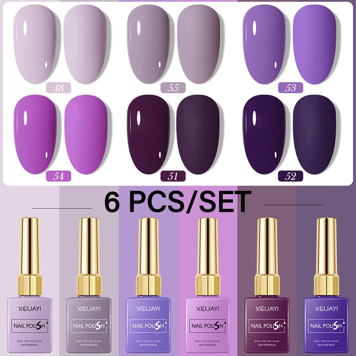 6PCS/SET 15ml Gel Nail Polish  - Nail Art Violet recension och pris