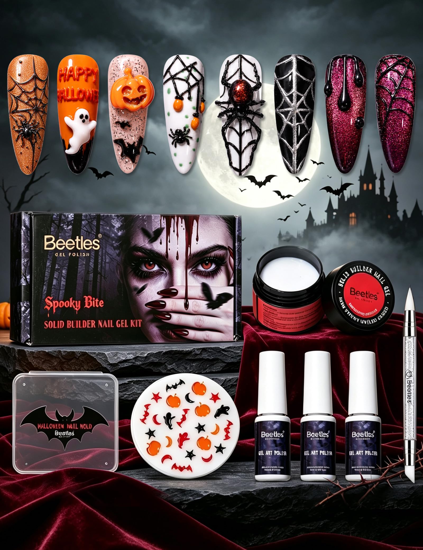 Beetles 3D Gel Nail Art White  - Nail Art Vampire recension och pris