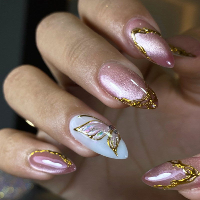Cat Eye Almond False Nails Gol - Nail Art Full Cat Eye recension och pris