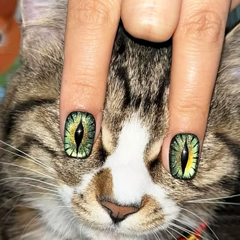 Short fake nails for women shi - Nail Art Full Cat Eye recension och pris
