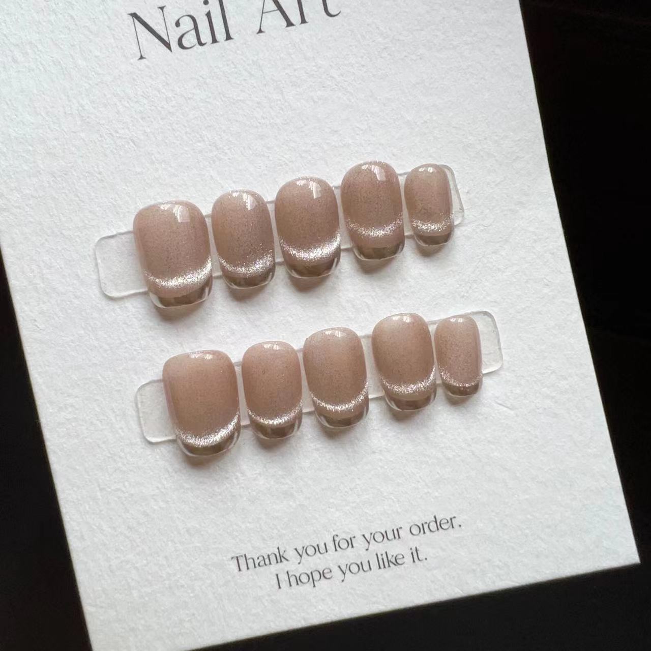10pcs Handmade Short Press On  - Nail Art Full Cat Eye recension och pris