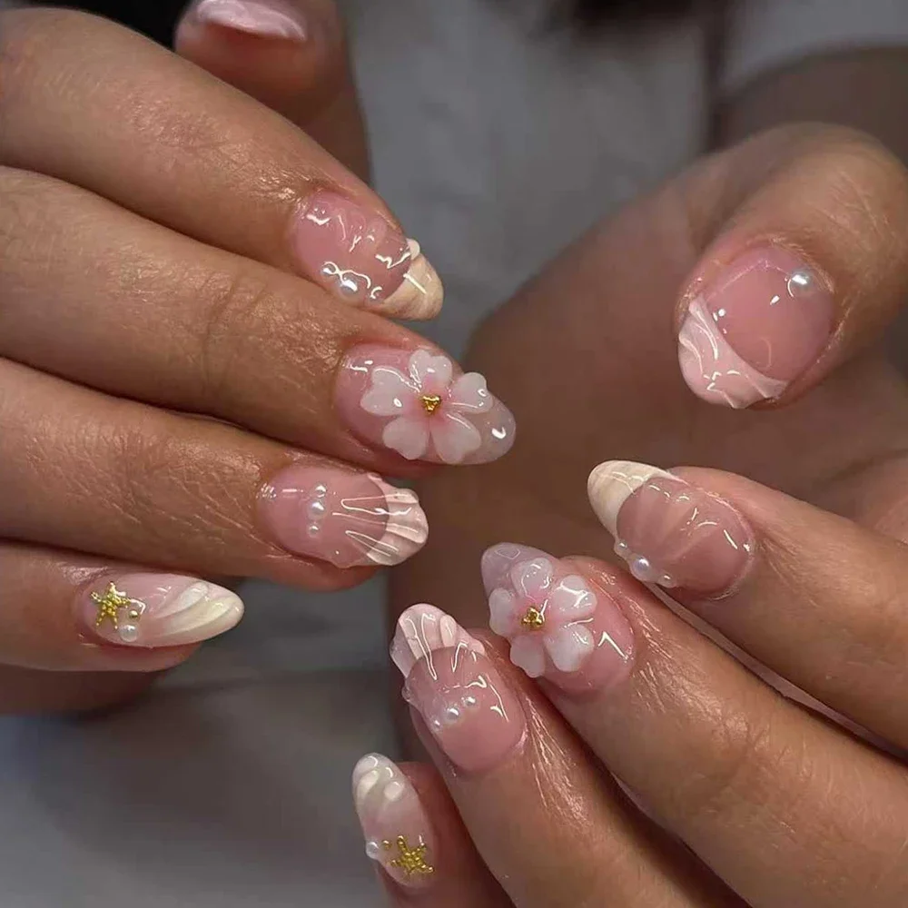 Short Oval 3D Pearl Shell Fren - Nail Art Oval recension och pris