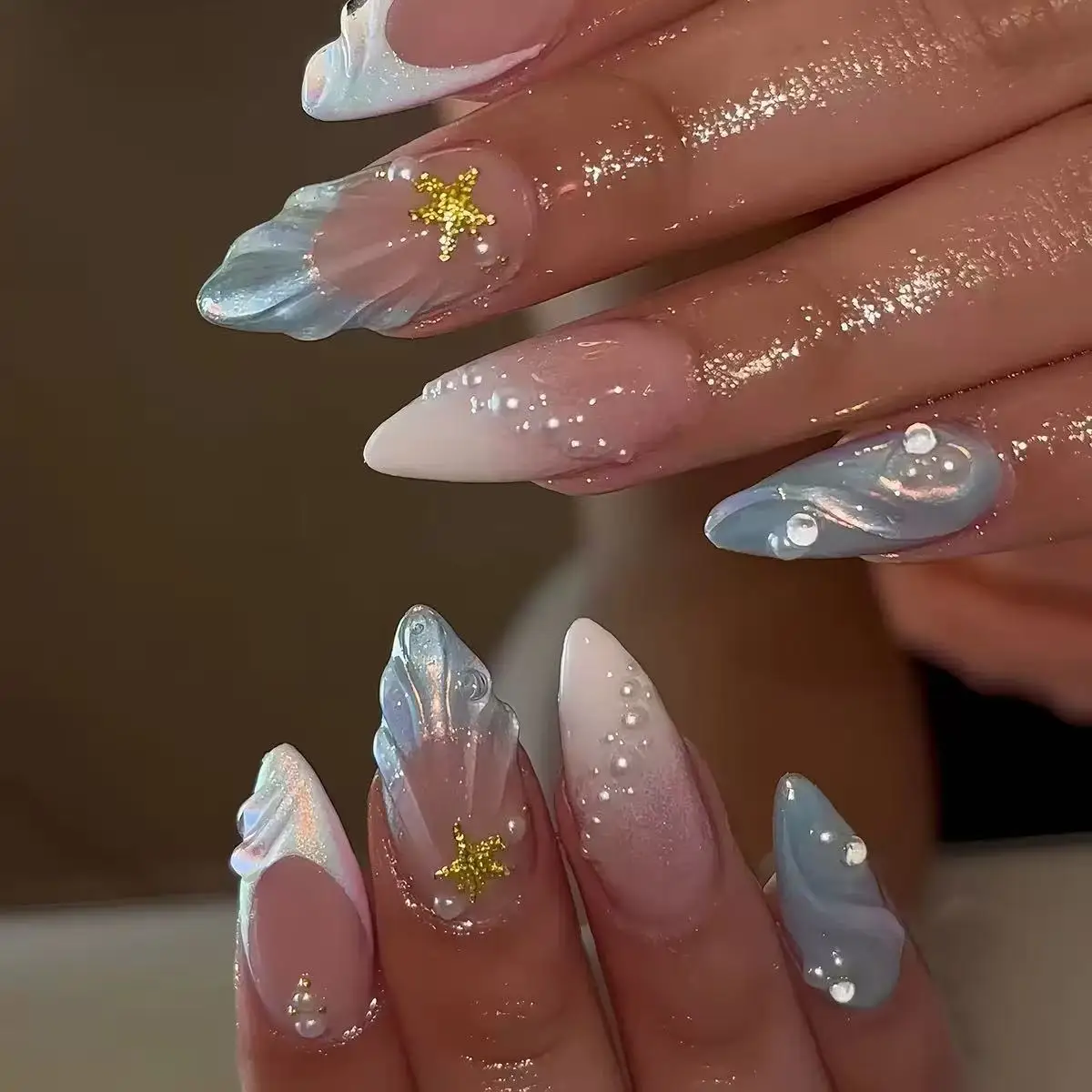Short Oval 3D Pearl Shell Fren - Nail Art Oval recension och pris