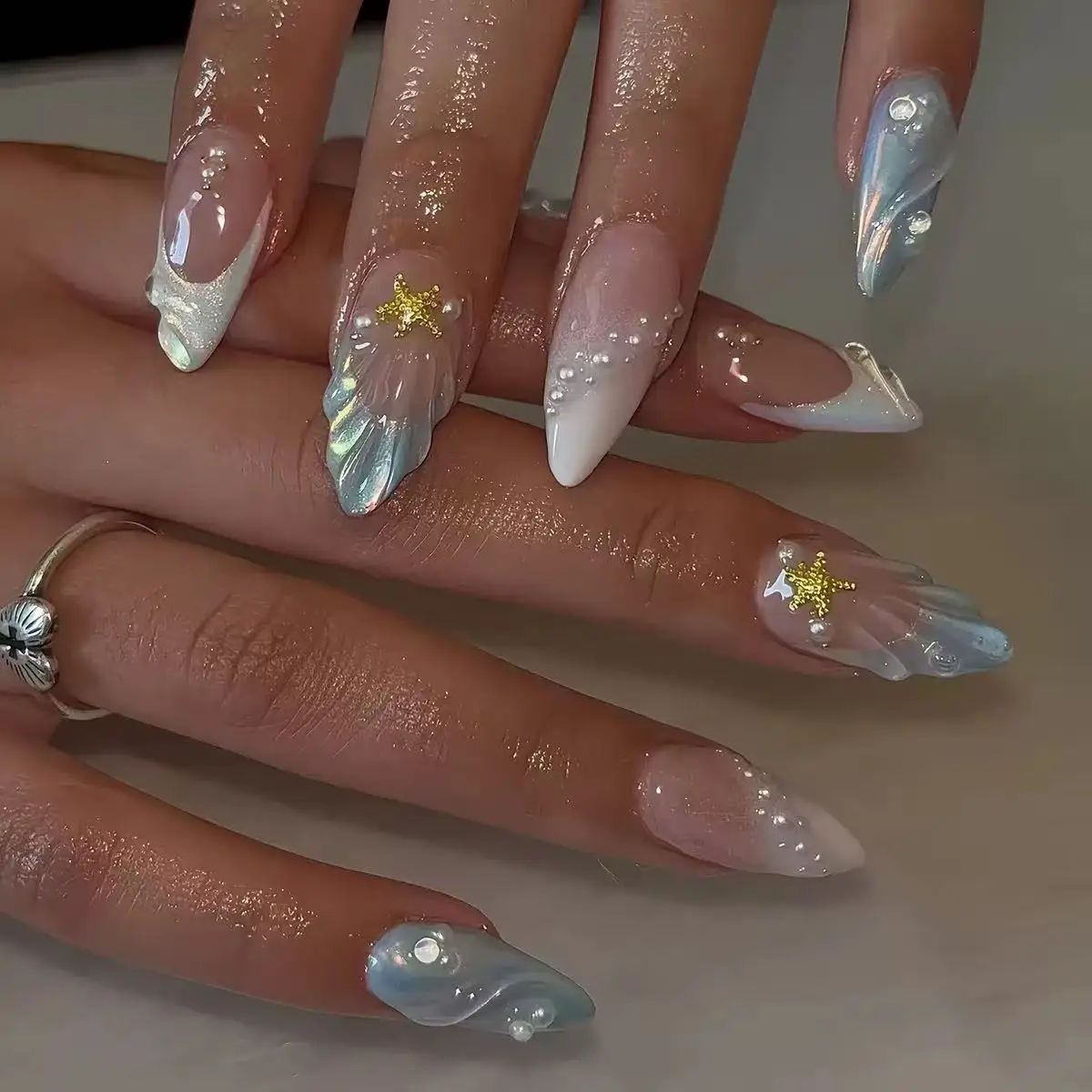 Short Oval 3D Pearl Shell Fren - Nail Art Oval recension och pris