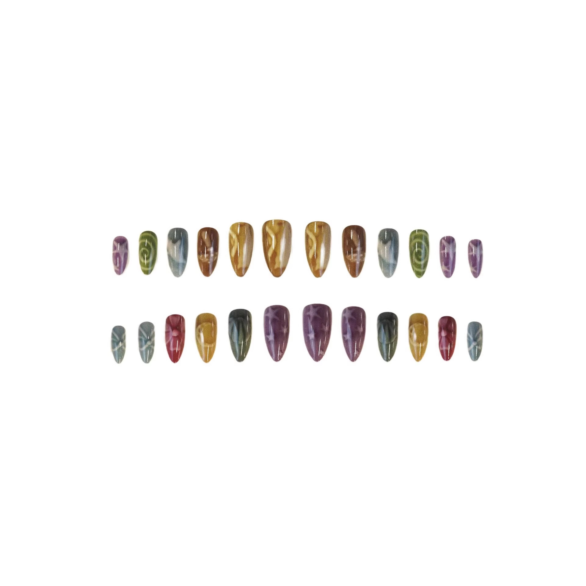 24pcs Bows and Hearts Fake Nai - Nail Art Full Motif recension och pris