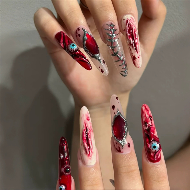 24Pcs Press‑on Nails Halloween - Nail Art Vampire recension och pris